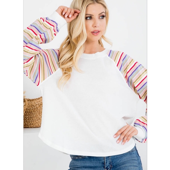VERY J Casual Chic White Thermal Relaxed Top - Picture 7 of 8